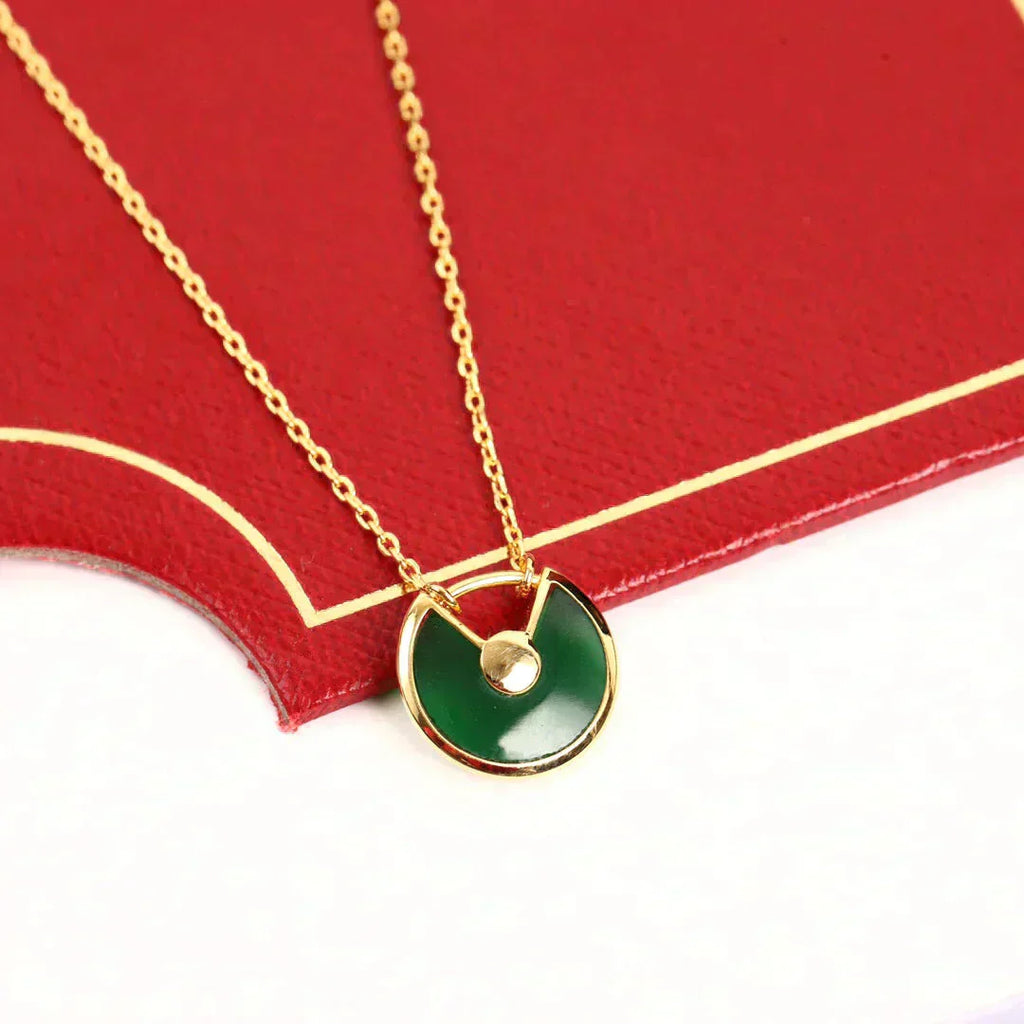 [Clover Jewelry]AMULETTE GOLD MALACHIT HALSKETTE