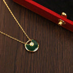 [Clover Jewelry]AMULETTE GOLD MALACHIT HALSKETTE