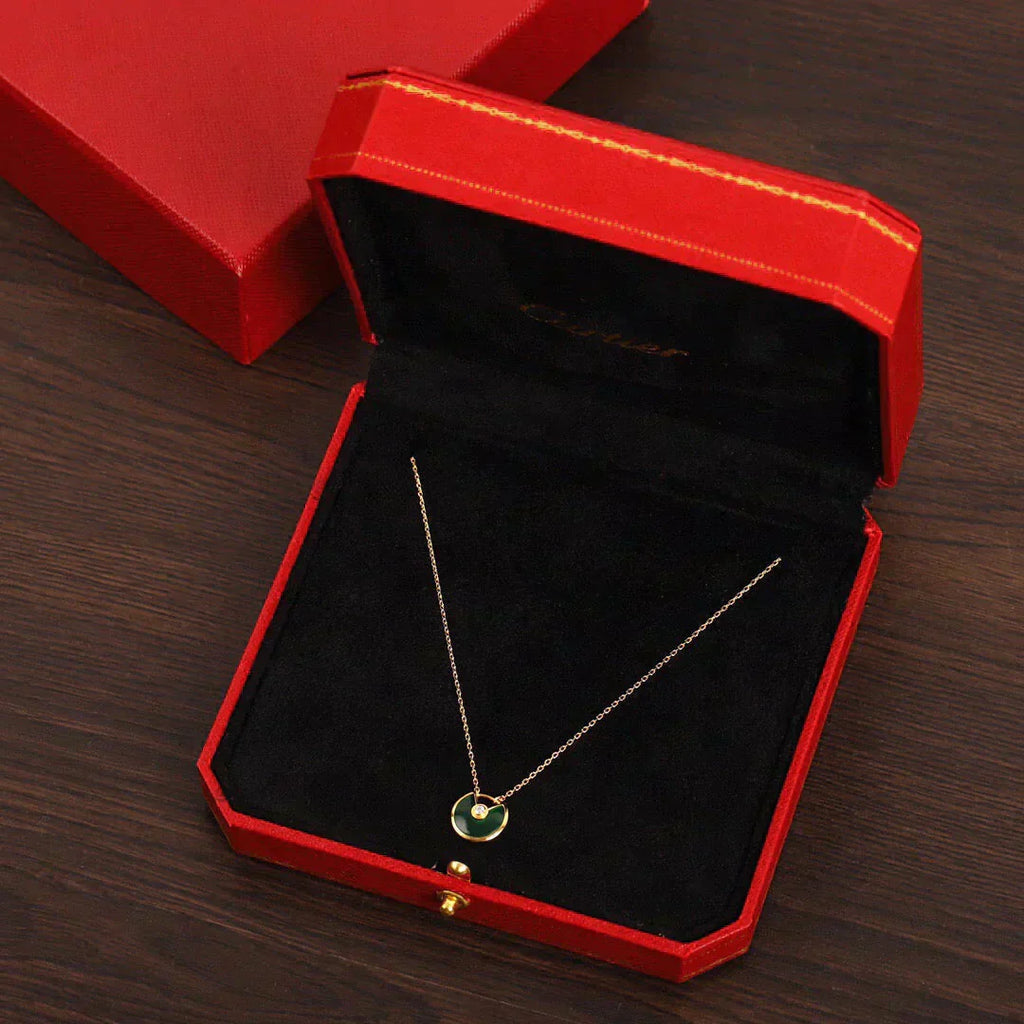 [Clover Jewelry]AMULETTE GOLD MALACHIT HALSKETTE