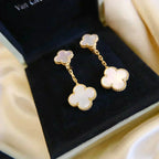 [Clover Jewelry]CLOVER ZWEIMOTIVIGE WEISSE PERLMUTT-OHRRINGE