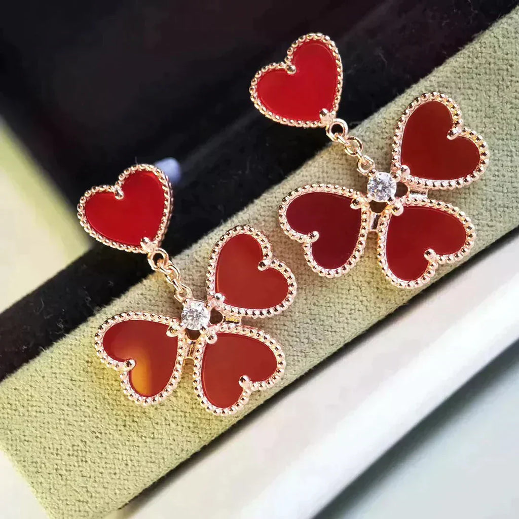 [Clover Jewelry]SWEET CLOVER CARNELIAN OHRRINGE