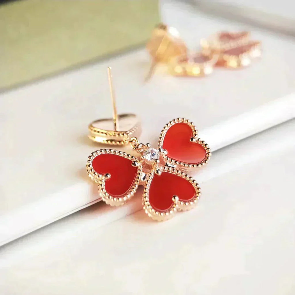 [Clover Jewelry]SWEET CLOVER CARNELIAN OHRRINGE