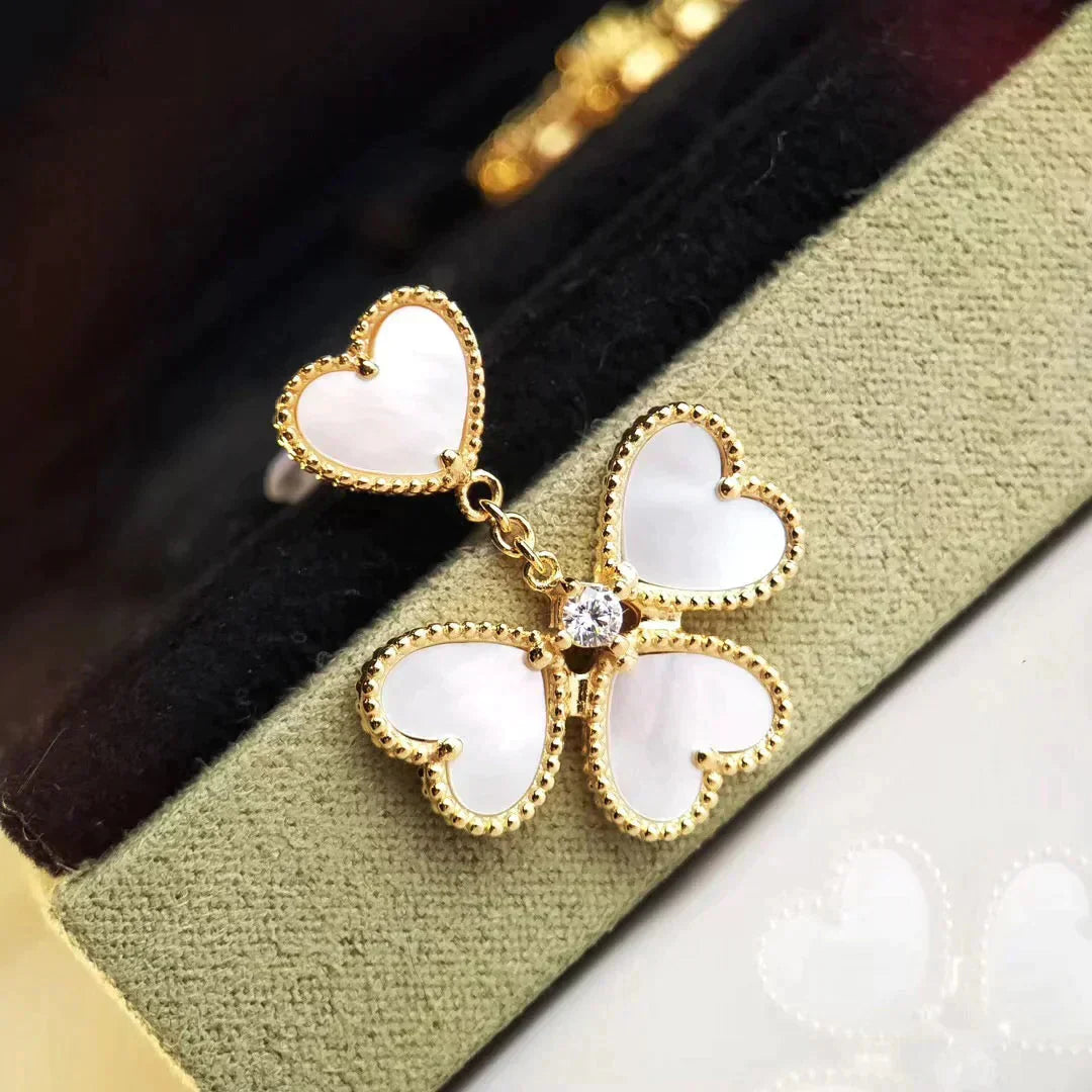 [Clover Jewelry]KLEEBESCHMUCK SÜSSE WEISSE MOP-OHRRINGE
