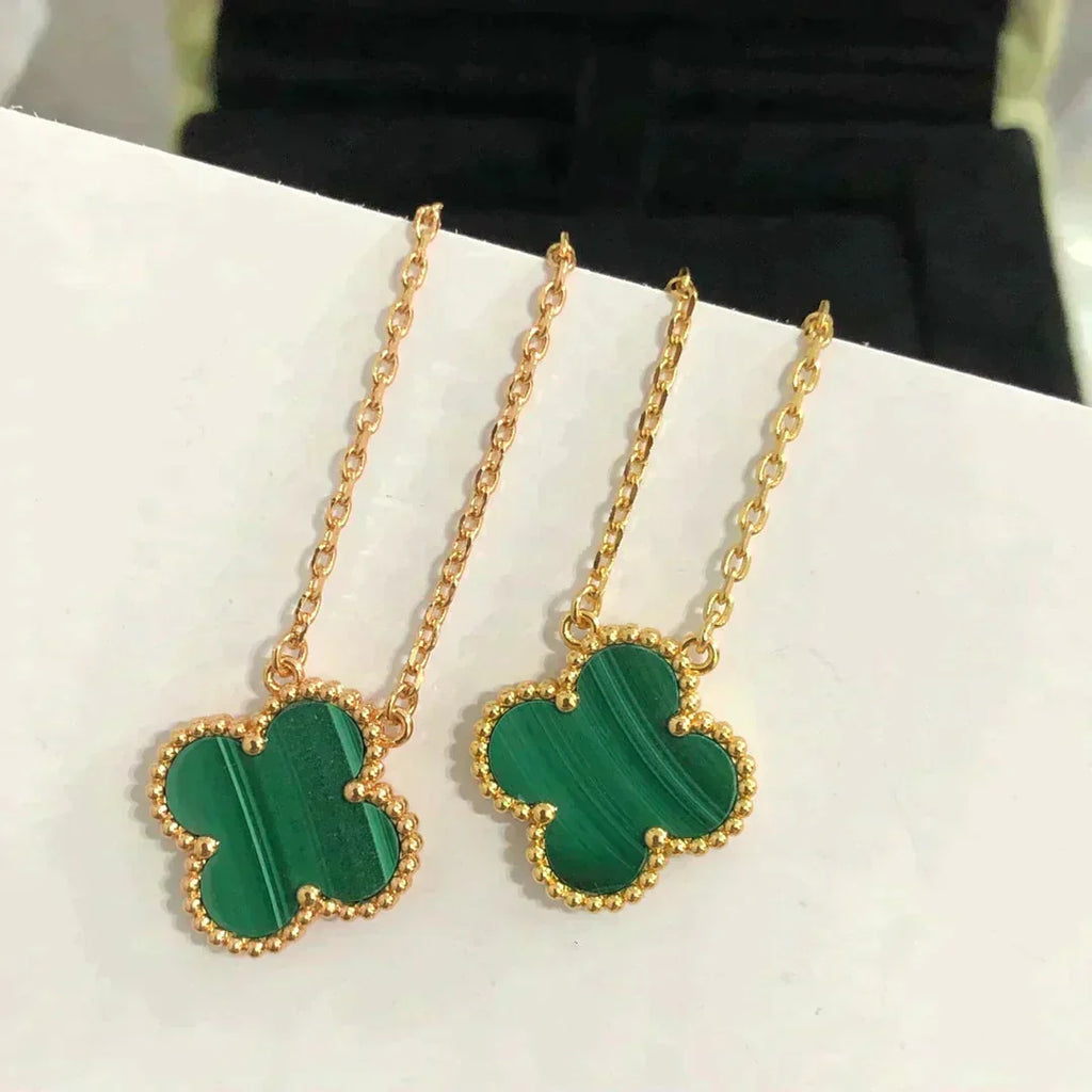 [Clover Jewelry]クローバー 15MM マラカイト シングル フラワー ネックレス