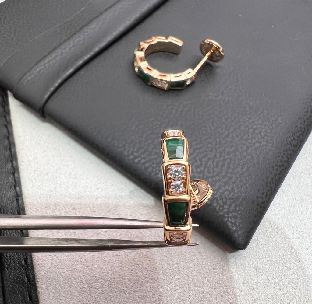 [Clover Jewelry]SERPENTI MALACHITE PINK GOLD EARRINGS