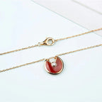 [Clover Jewelry]AMULETTE GOLD CARNELIAN ONYX NECKLACE