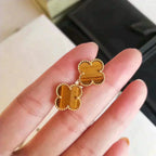 [Clover Jewelry]CLOVER MEDIUM 1 MOTIFS TIGER EYE EARRINGS