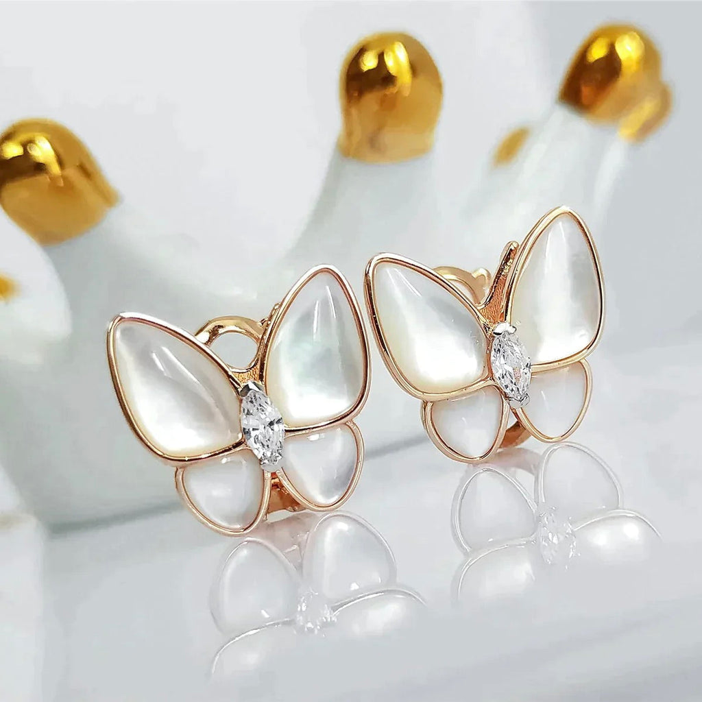 [Clover Jewelry]BUTTERFLY MOP DIAMOND EARRINGS