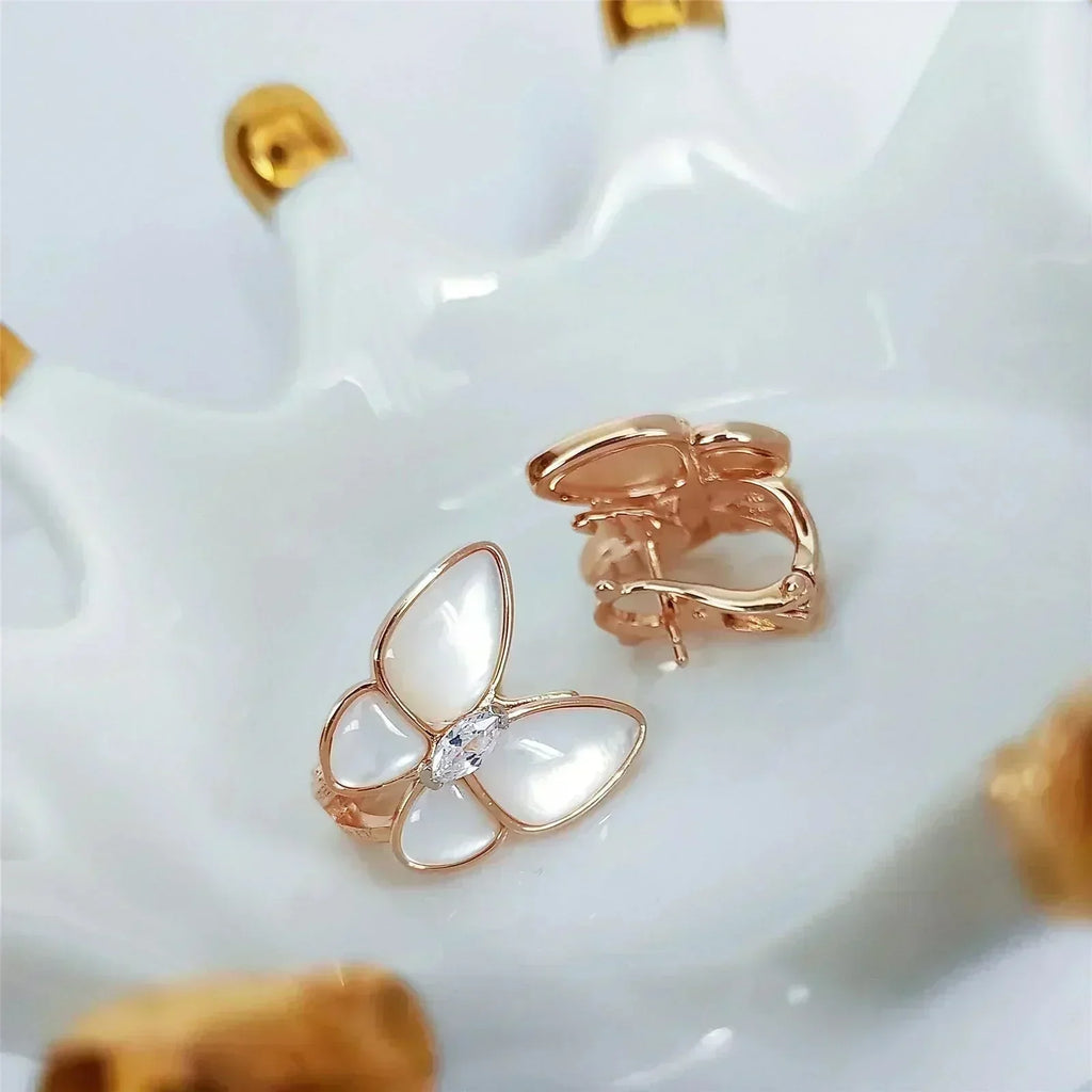 [Clover Jewelry]BUTTERFLY MOP DIAMOND EARRINGS