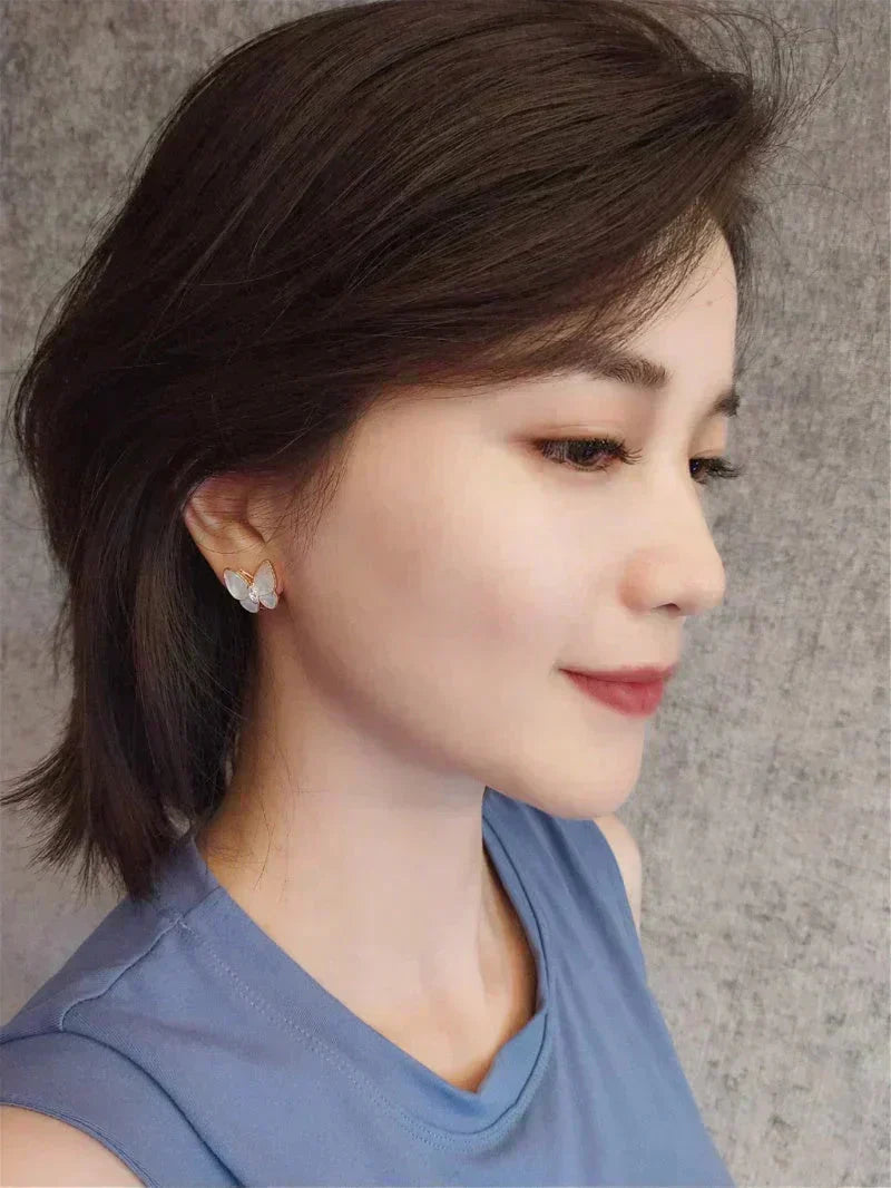 [Clover Jewelry]BUTTERFLY MOP DIAMOND EARRINGS