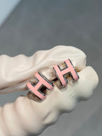 [Clover Jewelry]MINI POP H SILVER EARRINGS PINK