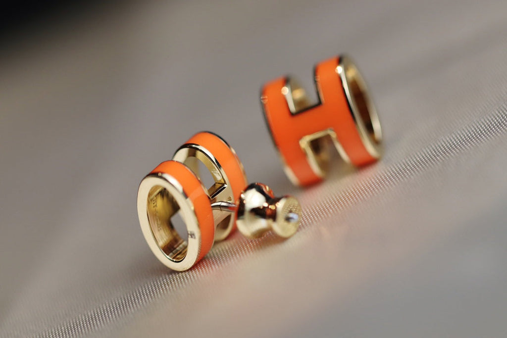 [Clover Jewelry]MINI POP H EARRINGS ORANGE