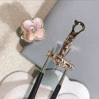 [Clover Jewelry]CLOVER MEDIUM 1 MOTIFS  PINK MOP DIAMOND EARRINGS