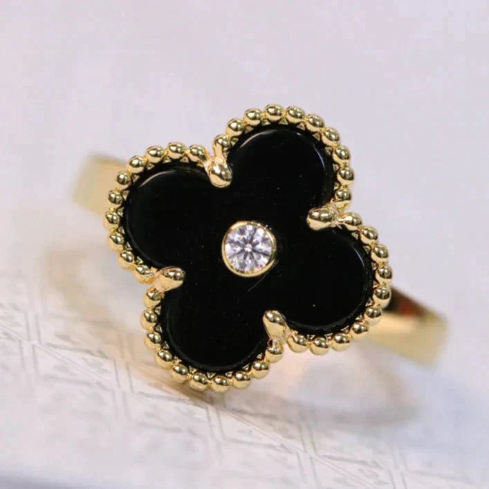 [Clover Jewelry]CLOVER ONYX RING GOLD DIAMOND