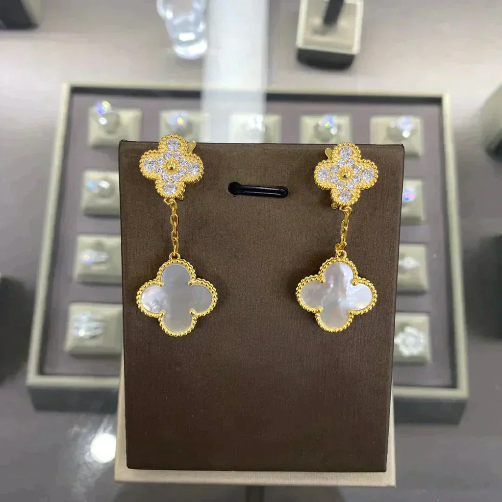[Clover Jewelry]CLOVER  2 MOTIFS  DIAMOND  EARRINGS (MULTIPLE CHOICESç´