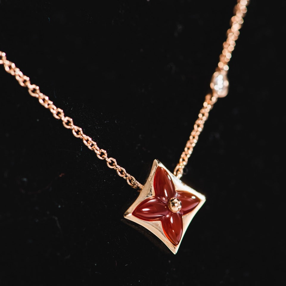 [Clover Jewelry]STAR NECKLACE PINK GOLD 1 DIAMOND