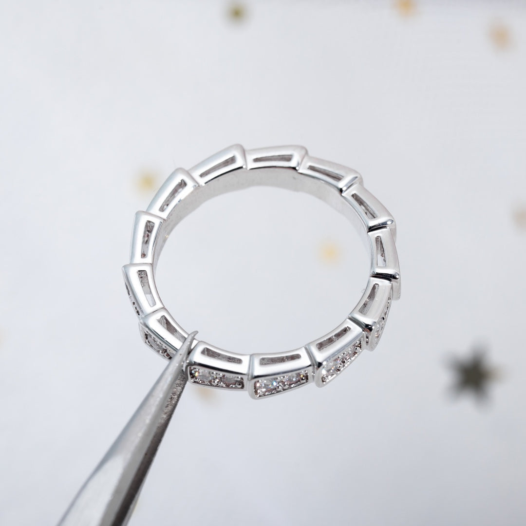 [Clover Jewelry]SERPENTI RING SILVER DIAMOND PAVED 3MM