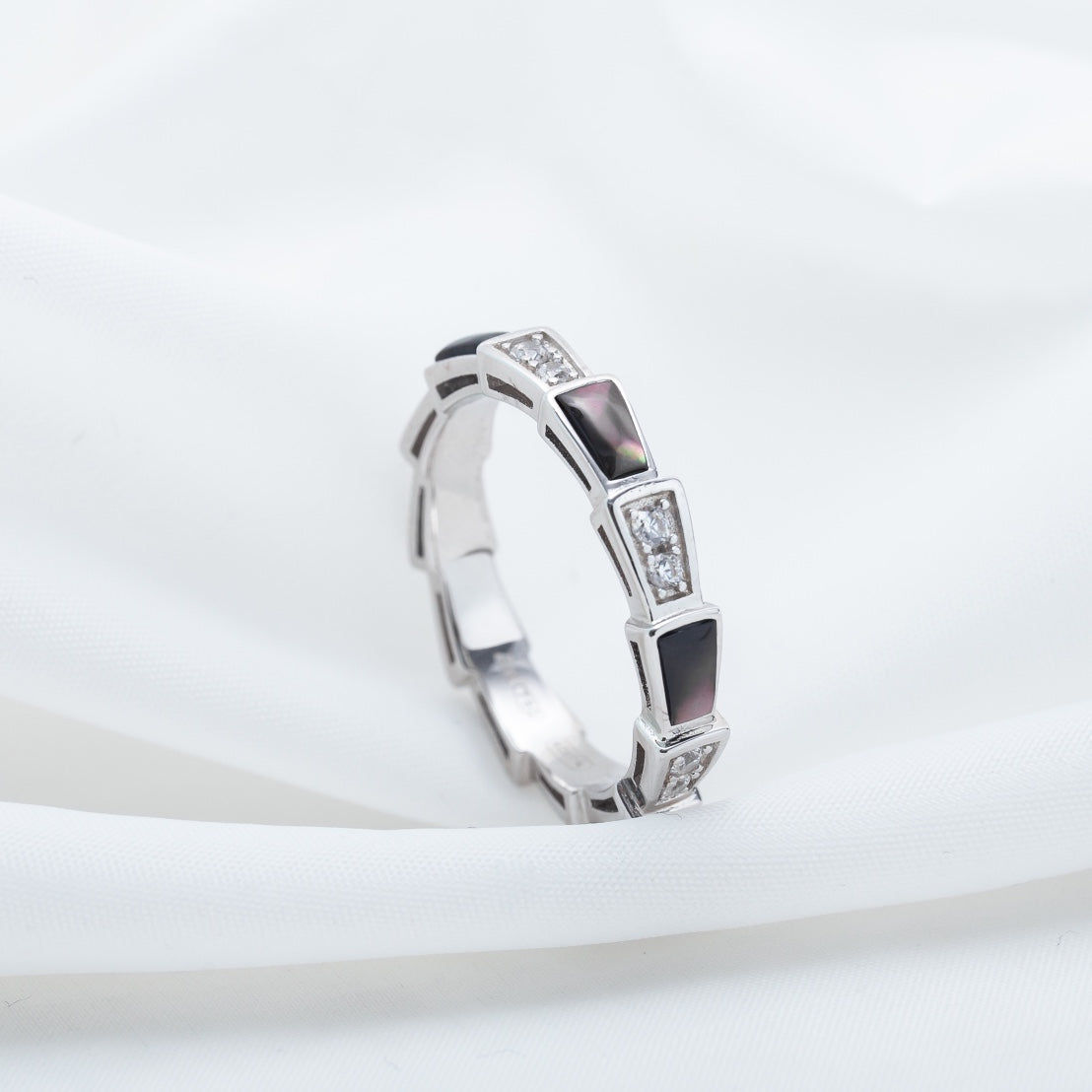 [Clover Jewelry]SERPENTI RING SILVER  DIAMOND BLACK MOP 3MM