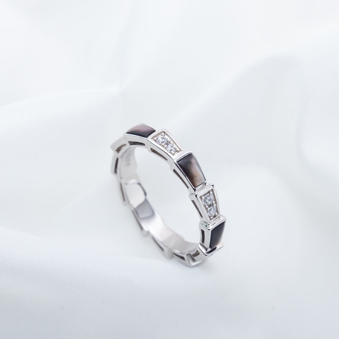 [Clover Jewelry]SERPENTI RING SILVER  DIAMOND BLACK MOP 3MM