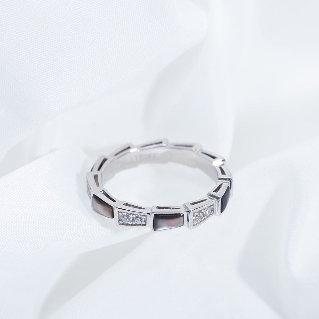[Clover Jewelry]SERPENTI RING SILVER  DIAMOND BLACK MOP 3MM