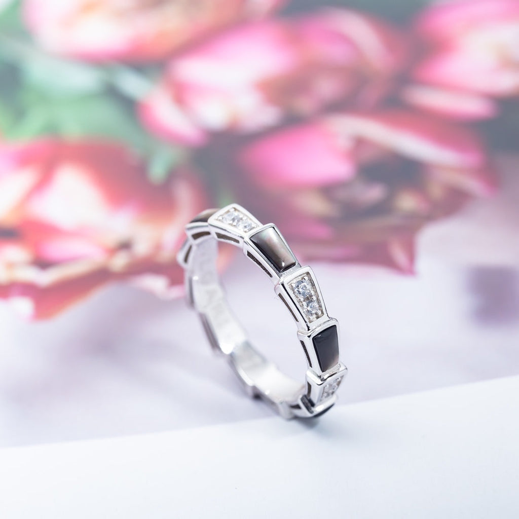 [Clover Jewelry]SERPENTI RING SILVER  DIAMOND BLACK MOP 3MM
