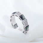 [Clover Jewelry]SERPENTI RING SILBER DIAMANT SCHWARZER PERLMUTT 4MM