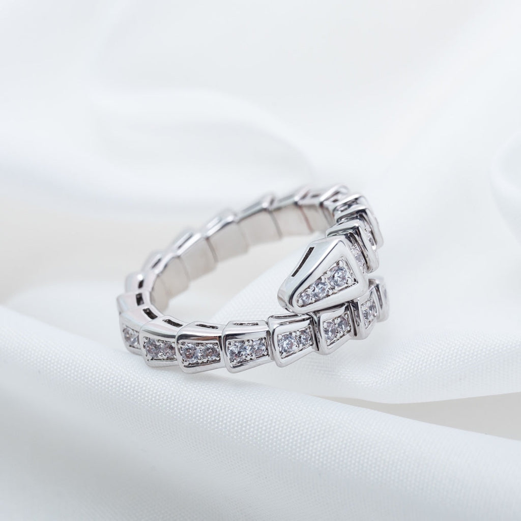 [Clover Jewelry]SERPENTI RING SILVER DIAMOND PAVED 4MM