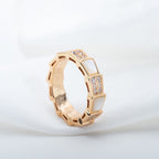 [Clover Jewelry]SERPENTI RING PINK GOLD MOP DIAMOND PAVED 4MM