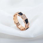 [Clover Jewelry]SERPENTI RING PINK GOLD BLACK MOP DIAMOND PAVED 4MM
