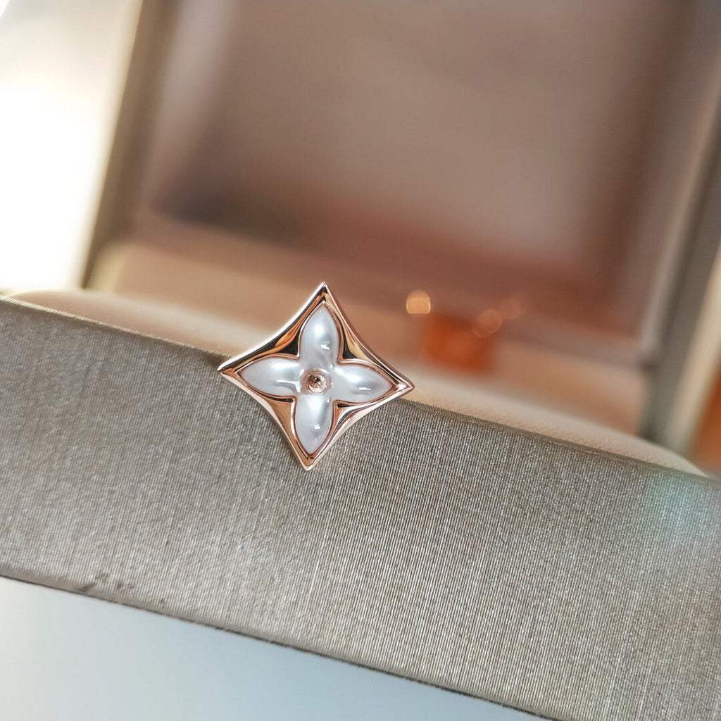 [Clover Jewelry]STAR MOP PINK GOLD EARRINGS