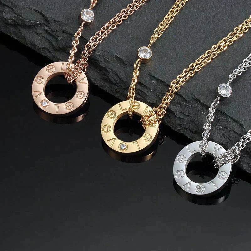 [Clover Jewelry]LOVE NECKLACE 16MM 2 DIAMONDS
