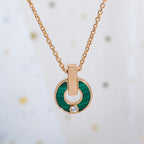 [Clover Jewelry]GARI NECKLACE PINK GOLD MALACHITE