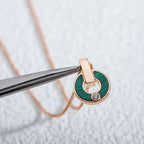 [Clover Jewelry]GARI NECKLACE PINK GOLD MALACHITE