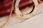 [Clover Jewelry]LOVE NECKLACE 16MM 6 DIAMONDS PINK GOLD