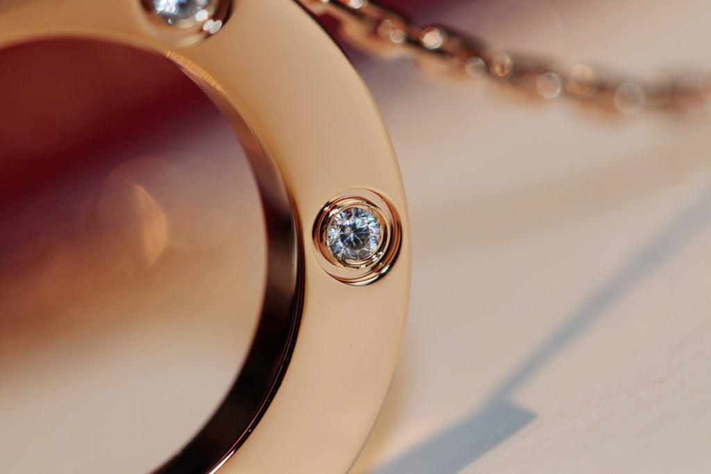 [Clover Jewelry]LOVE NECKLACE 16MM 6 DIAMONDS PINK GOLD