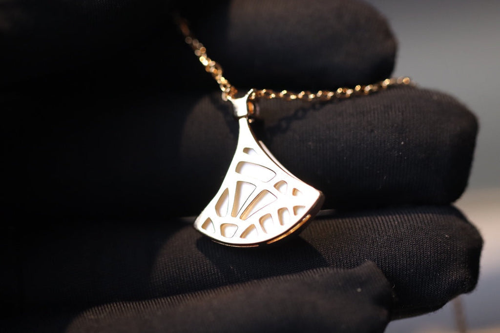 [Clover Jewelry]DREAM NECKLACE WHITE MOP PINK GOLD 1 DIAMOND