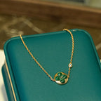 [Clover Jewelry]SUN MALACHITE 1 DIAMOND PINK GOLD BRACELET