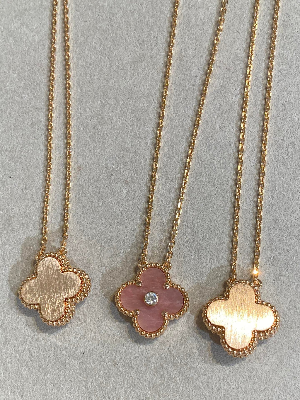 [Clover Jewelry]CLOVER 15MM DIAMOND RHODONITE NECKLACE