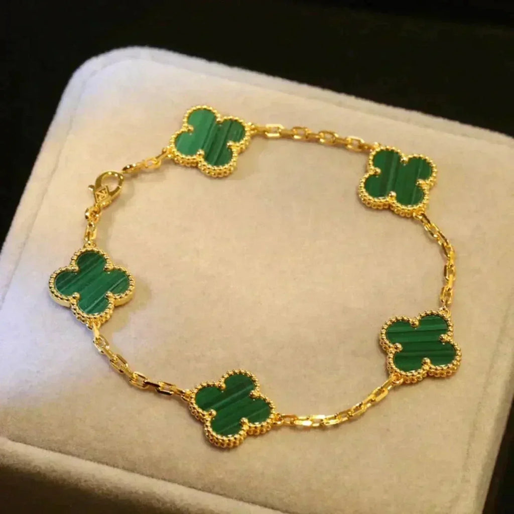 [Clover Jewelry]CLOVER 5 MOTIFS MALACHITE BRACELET