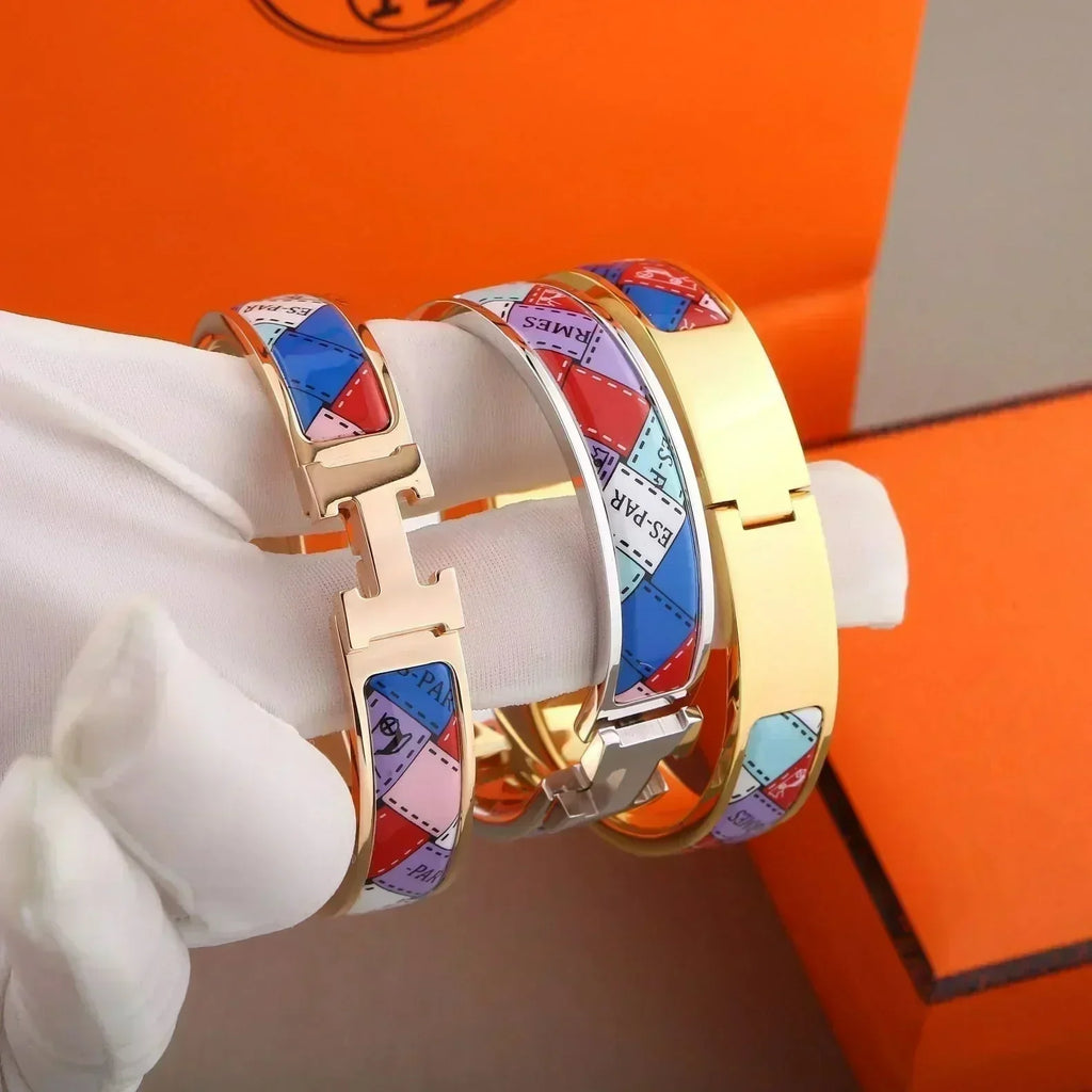 [Clover Jewelry]H BRACELET DOTTED BORDER 12MM