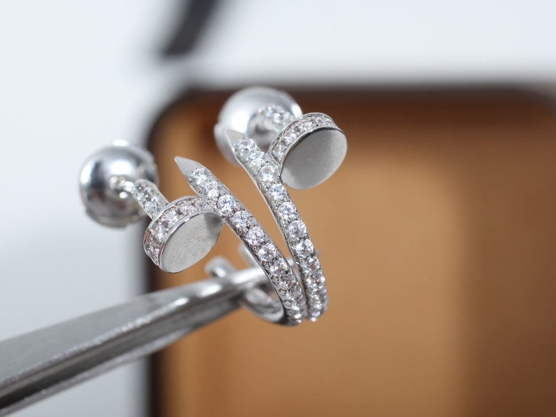 [Clover Jewelry]JUSTE EARRINGS 12.75MM SILVER DIAMOND