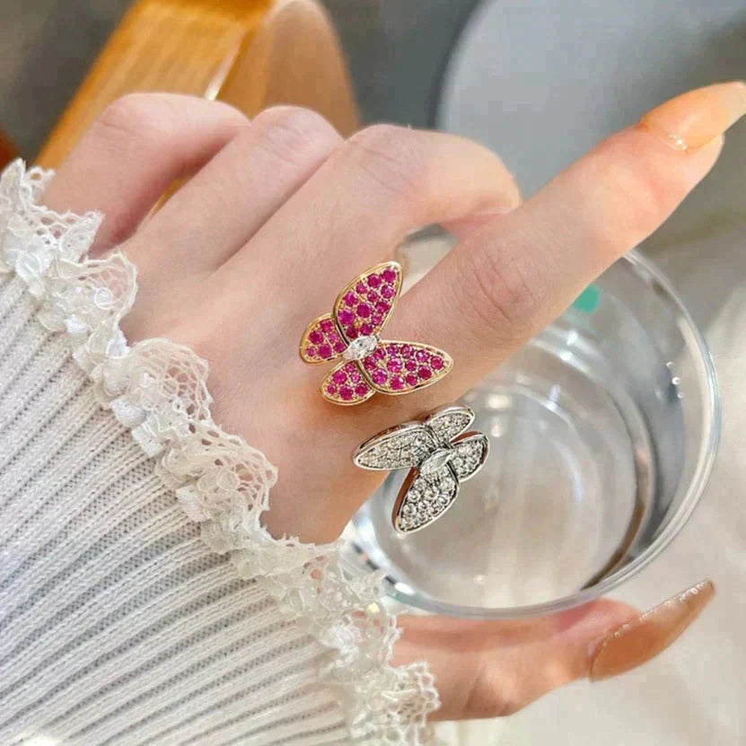 [Clover Jewelry]TWIN BUTTERFLY DIAMOND RING
