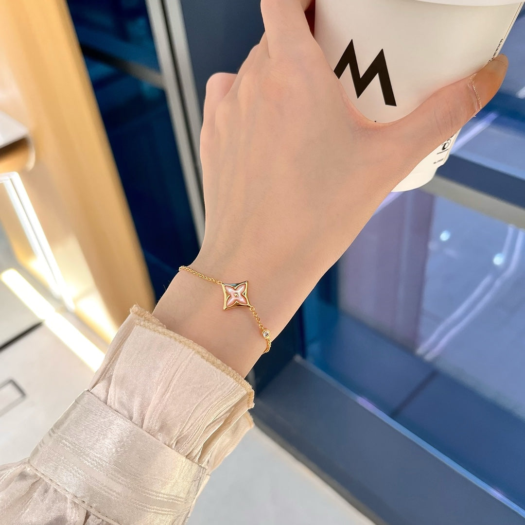 [Clover Jewelry]STAR 1 DIAMOND PINK GOLD BRACELET