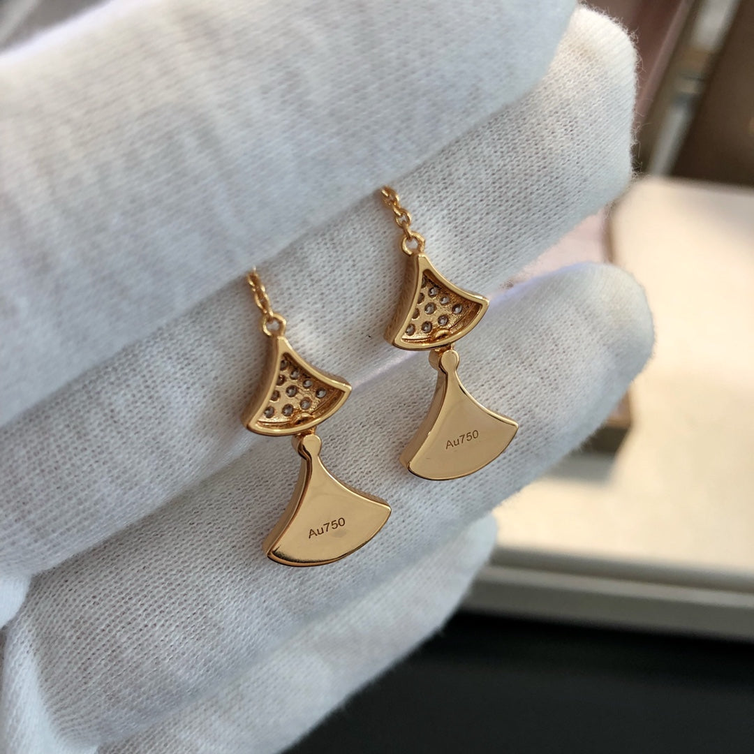 [Clover Jewelry]DREAM EARRINGS 3 MOTIFS DIAMOND MOP PINK GOLD