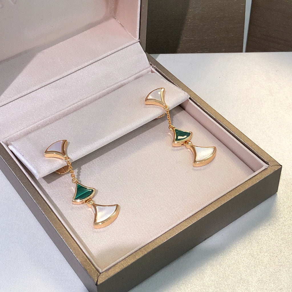 [Clover Jewelry]DREAM EARRINGS 3 MOTIFS MALACHIT MOP ROSÉGOLD