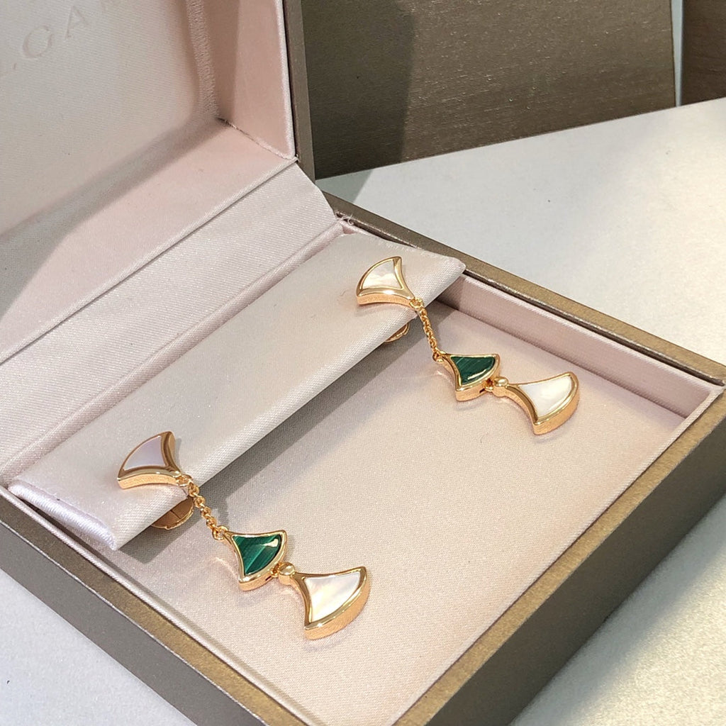 [Clover Jewelry]DREAM EARRINGS 3 MOTIFS MALACHIT MOP ROSÉGOLD