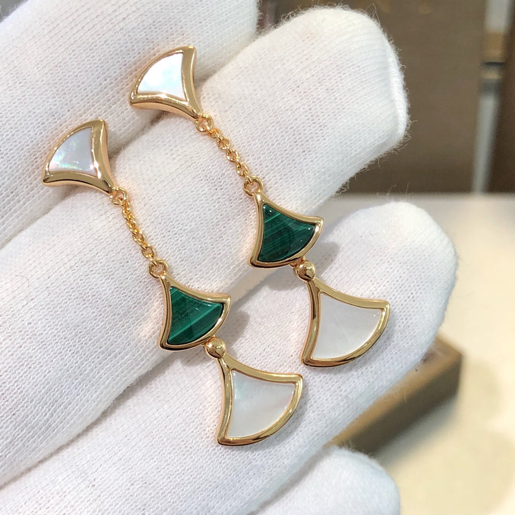 [Clover Jewelry]DREAM EARRINGS 3 MOTIFS MALACHIT MOP ROSÉGOLD