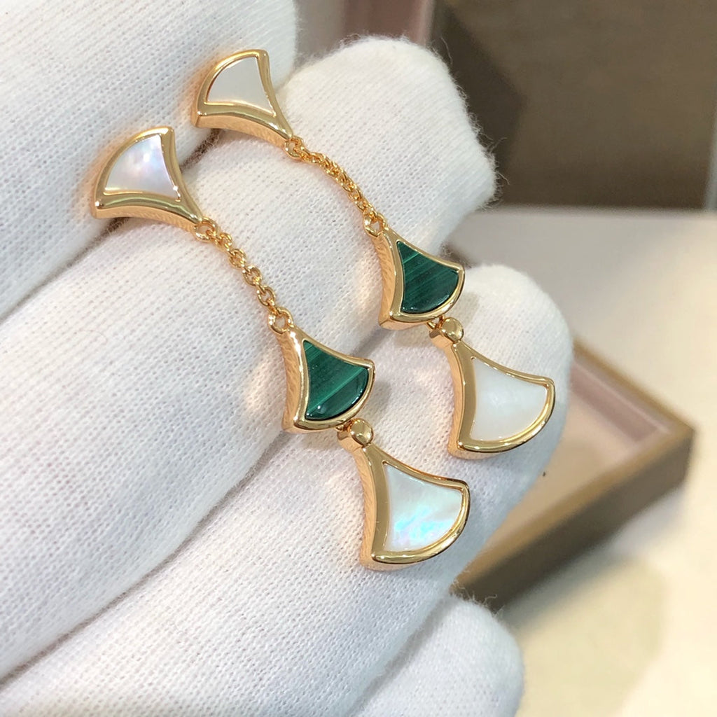 [Clover Jewelry]DREAM EARRINGS 3 MOTIFS MALACHIT MOP ROSÉGOLD