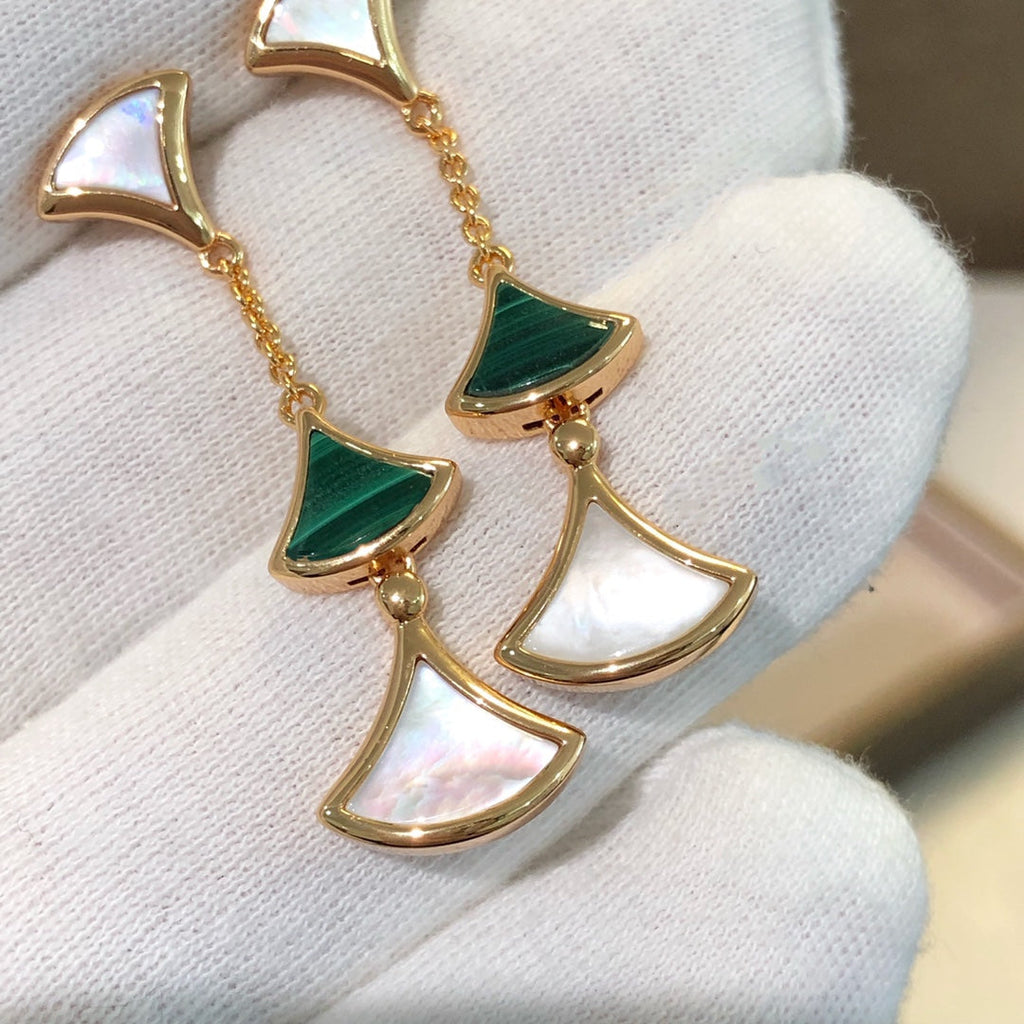 [Clover Jewelry]DREAM EARRINGS 3 MOTIFS MALACHIT MOP ROSÉGOLD
