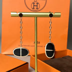 [Clover Jewelry]CHAINE VERSO BLACK CERAMIC EARRINGS
